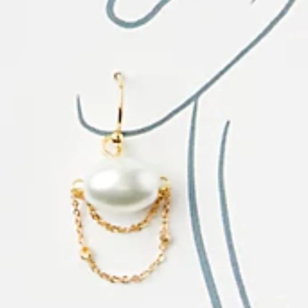LOFT Freshwater Pearl Chain Drop Earrings, NWT - Picture 2 of 2